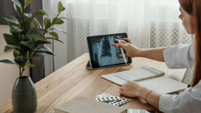 Doctor working at desk