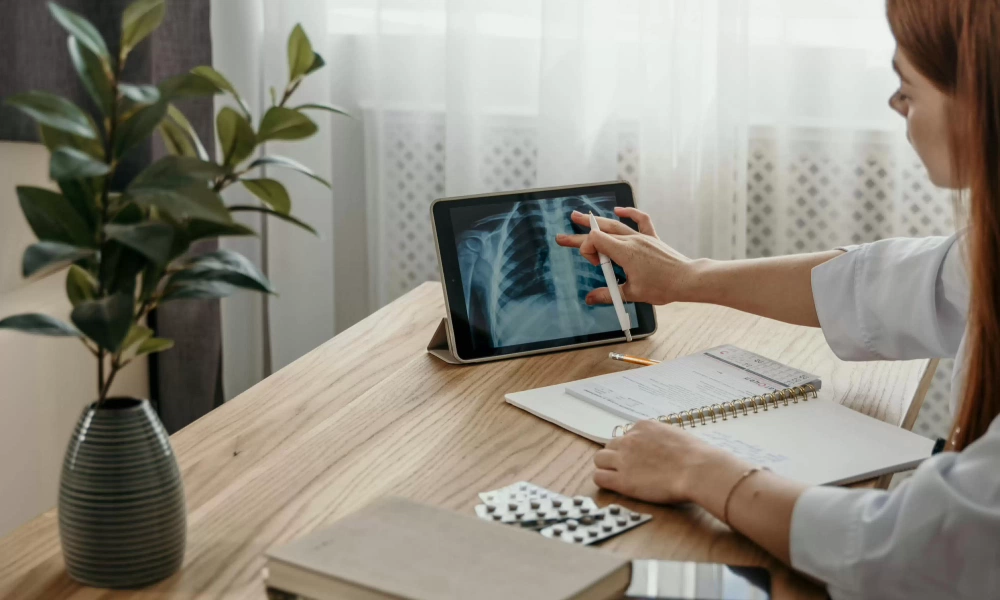 Doctor working at desk